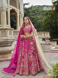 Pink silk bridal lehenga choli with resham and sequins work - AA156