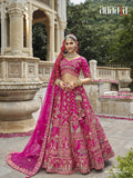 Pink silk bridal lehenga choli with resham and sequins work - AA156