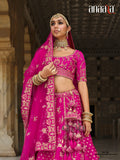 Pink bridal silk lehenga choli with sequins and resham shine - AA159