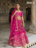 Pink bridal silk lehenga choli with sequins and resham shine - AA159