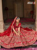 Red silk lehenga choli for bride with sequins work - AA160