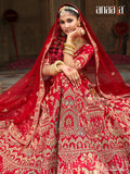 Red silk lehenga choli for bride with sequins work - AA160