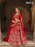 Red silk lehenga choli for bride with sequins work - AA160