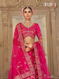 Magenta bridal silk lehenga choli with resham and sequins detailing - AA161