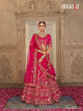 Magenta bridal silk lehenga choli with resham and sequins detailing - AA161