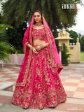 Pink Silk Bridal Ready Made Wedding Lehenga Set with Heavy Net Dupatta - AA152