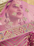 Shaded Pink Velvet Bridal Wedding Heavy Embroidery Lehenga Choli AA118