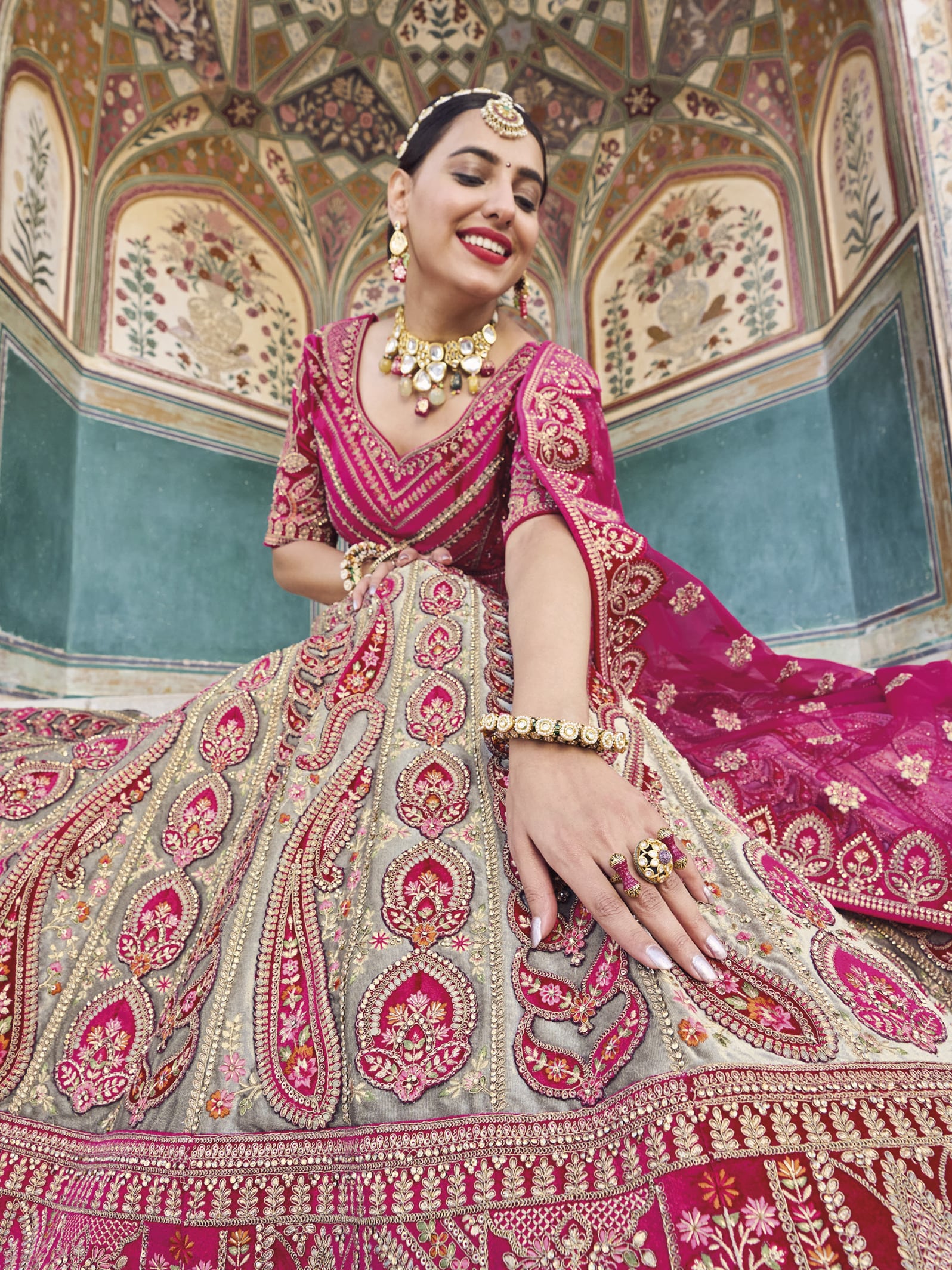 Bridal Pink Multi Coloured Heavy Embroidered Designer Work Wedding Lehenga  Choli - Indian Heavy Anarkali Lehenga Gowns Sharara Sarees Pakistani  Dresses in USA/UK/Canada/UAE - IndiaBoulevard