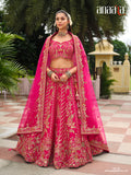 Pink Silk Bridal Ready Made Wedding Lehenga Set with Heavy Net Dupatta - AA152