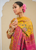 Mustard Yellow Dolla Saree with Rani Pink Blouse – Elegant Position Print - AK-266-MUSTARD