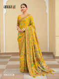 Mustard Yellow Dolla Silk Traditional Printed Saree with Matching Blouse - AK-270-MUSTARD