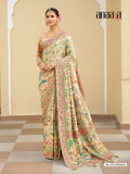 Off-White Dolla Position Print Traditional Saree - AK-270-OFFWHITE