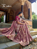 Dusty Rose Gadwal Silk Saree with Elegant Embroidery and Handwork - 6203