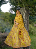 Majestic Mustered Circular Lehenga Set in Pure Viscos with Organza Blouse and Dupatta - 6502