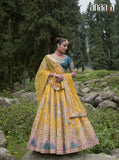 Elegant Mustered Yellow Circular Lehenga Set in Gudwal Self Pure Viscos with Silk Blouse and Rama Net Dupatta - 6313