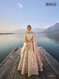 Elegant Off-White Circular Lehenga Set with Silk Blouse and Heavy Net Dupatta - AA130