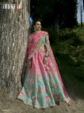 Exquisite Pista Gajri Shading Circular Lehenga Set in Tissue Zari with Silk Blouse and Gajri Net Dupatta - 6312