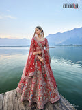 red bridal lehenga