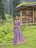 Lavender Pure Dola Silk Saree