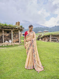 Off-White Pure Dola Silk Saree