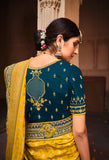 Saffron Yellow Jacquard Woven Silk Saree With Embroidered Work 4704
