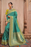 Cerulean Blue Jacquard Woven Silk Saree With Embroidered Work 4712