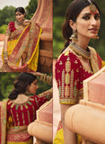 yellow silk saree with red blouse
