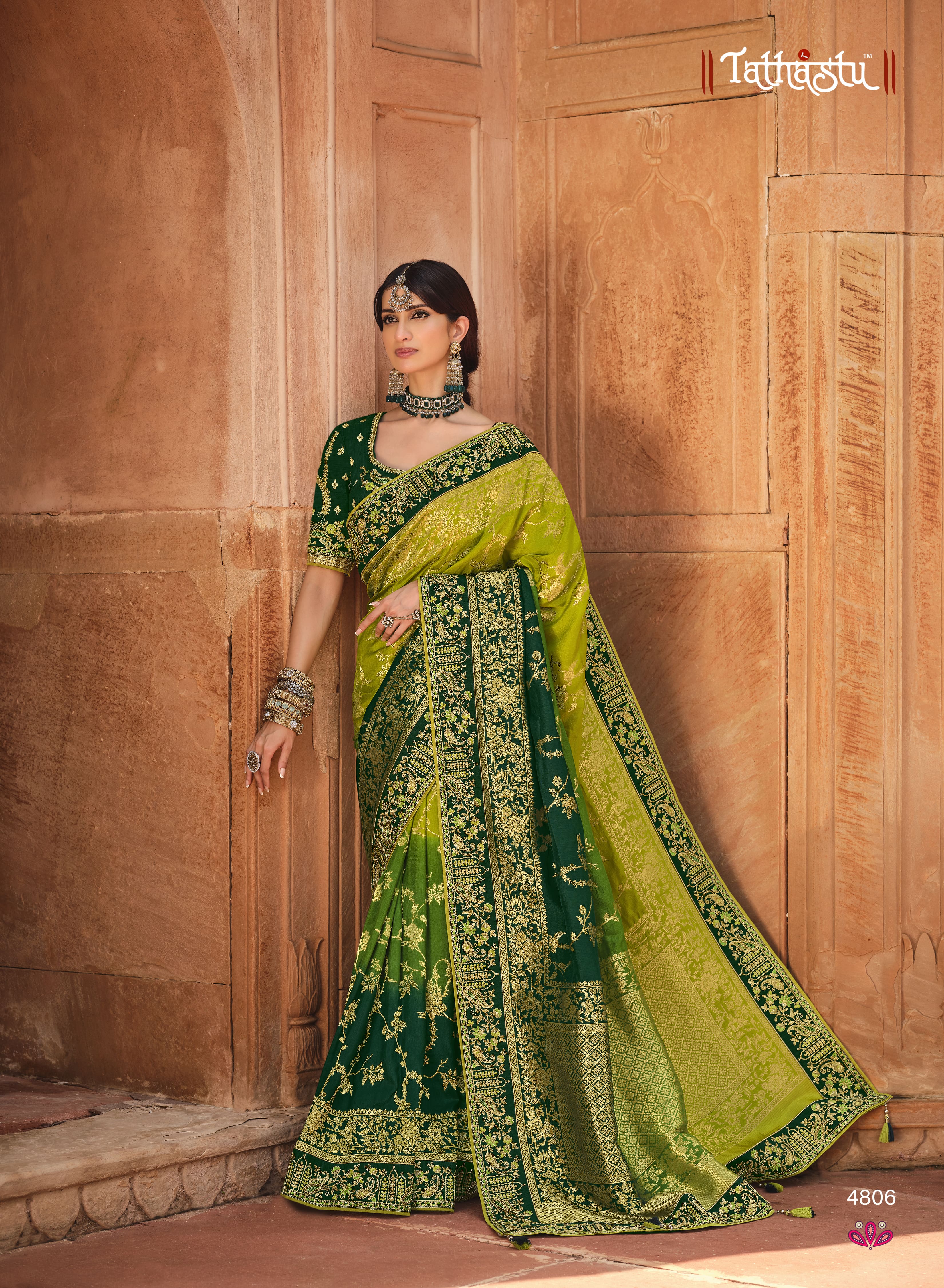 dark green colour wedding silk sarees