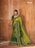 Shades Of Green Woven Dola Silk Saree Having Khatli Work On Border & Blouse 4806