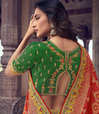 yellow red banarasi lehenga