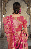 Pink Peach Designer Traditional Silk Half N Half Saree Embroidered Cutwork Border With Handwork - 5205