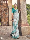 grey firozi satin saree