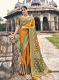 Mango Mouse Grey Designer Traditional 3d Dyeing Satin Saree Embroidered Heavy Blouse Work - 5310
