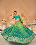 Shadded Firozi Pista Heavy Embroidered Hand Work Banarasi Silk Designer Lehenga Choli 5406