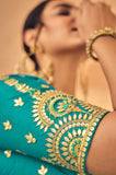 Shadded Firozi Pista Heavy Embroidered Hand Work Banarasi Silk Designer Lehenga Choli 5406