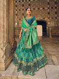 Rama Blue Firozi Heavy Embroidered Hand Work With Cut Work Silk Semi-Stitched Designer Wedding Lehenga Choli 5408