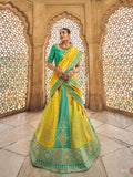 3d Mango Color Heavy Gota Pati Work Kanchipuram Silk Semi-Stitched Wedding Lehenga Choli 5410