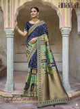 Blue Designer Traditional Pure Dola Viscose Rangkat Saree Gota Pati With Hand Work - 5502