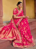 Pink Rani Designer Traditional Pure Dola Viscose Rangkat Saree Gota Pati With Hand Work - 5508 - Anaara ethnic