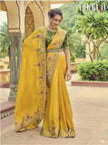 Yellow Designer Traditional Resume Saree Embroidered With Handwork Blouse - 5604