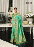 Firozi Designer Traditional D Dola Saree Embroidered With Handwork Blouse - 5704