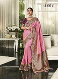 Pink Designer Traditional D Dola Saree Embroidered With Handwork Blouse - 5706