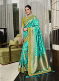 Firozi Designer Traditional D Dola Saree Embroidered With Handwork Blouse - 5708