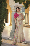 Off White Designer Traditional Saree with Glass Tissue Fabric and Hand Work With Patch Work - 5904