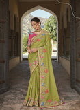 Lemon Designer Traditional Saree with Pure Viscose Fabric and Hand Work, Cut Work With Patch Work - 5909