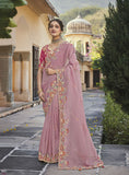 Light Pink Designer Traditional Saree with Orgenza Fabric and Hand Work, Cut Work With Patch Work - 5912