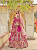 Pink Silk Bridal Wedding Lehenga Choli With Khatli Work Heavy Embroidery AA112