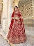 Red Silk Bridal Wedding Lehenga Choli With Heavy Embroidery AA113