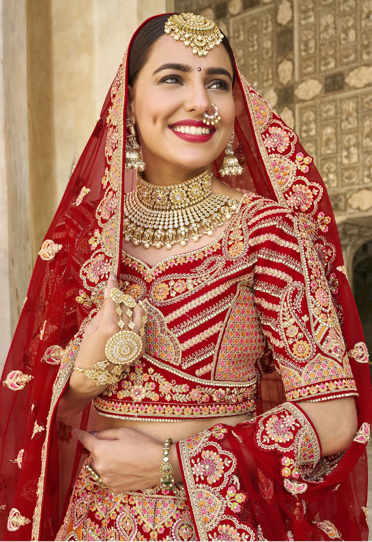 Red Silk Bridal Wedding Lehenga Choli With Heavy Embroidery AA114