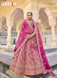 Hot Pink Silk Bridal Wedding Lehenga Choli With Khatli Work Heavy Embroidery AA117